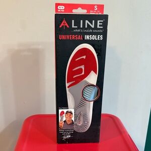 Aline Universal Insoles in Red and Sleek Black-Men 6.5 -7.5- Women 7.5-8. 5